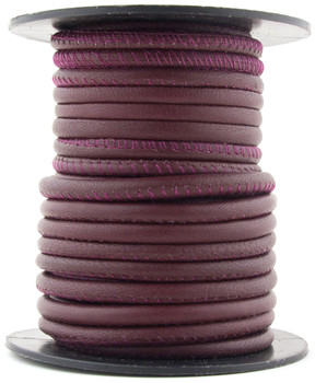 Xsotica Cherry Nappa Stitched Round Leather Cord 4 mm 1 Yard