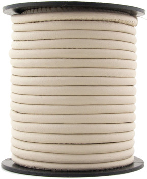 Xsotica Off White Nappa Stitched Round Leather Cord 4 mm 1 Yard