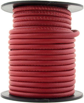 Xsotica Red Nappa Stitched Round Leather Cord 4 mm 1 Yard