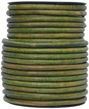 Green Moss  Round Leather Cord 6.0mm 1 Yard