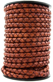 Distressed Light Brown Round Bolo Braided Leather Cord 6 mm 1 Yard Distressed Light Brown Round Bolo Braided Leather Cord 6 mm 1 Yard
