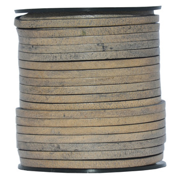 Distressed Beige Flat Leather Cord  3mm x 2mm