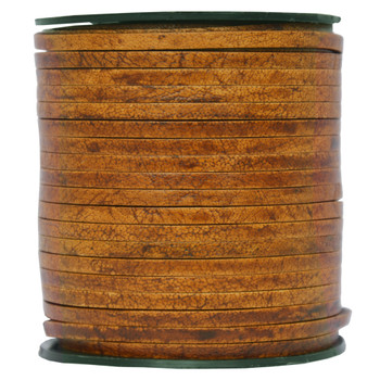 Distressed Brown Flat Leather Cord  3mm x 2mm - 1 Yard