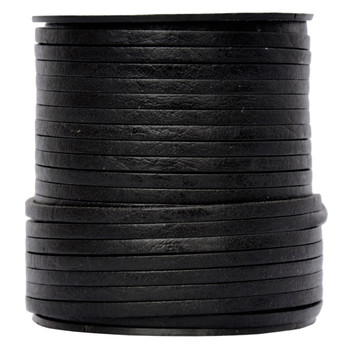 Black Natural Flat Leather Cord  3mm x 2mm