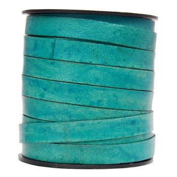 Turquoise Natural- Flat Leather Cord 10mm*1mm