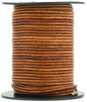 Brown Distressed Light Round Leather Cord 2.0mm 100 meters Brown Distressed Light Round Leather Cord 2.0mm 100 meters