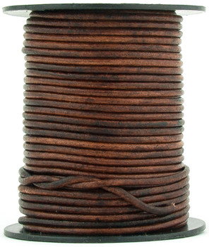 Brown Distressed Round Leather Cord 2.0mm 100 meters Brown Distressed Round Leather Cord 2.0mm 100 meters