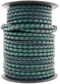 Navy Green Round Bolo Braided Leather Cord 3 mm  Navy Green Round Bolo Braided Leather Cord 3 mm