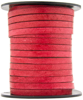 Red Natural Dye Flat Leather Cord  5 mm x 1 mm Red Natural Dye Flat Leather Cord  5 mm x 1 mm
