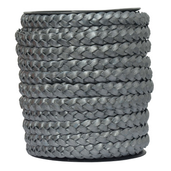 Xsotica Gray Metallic Flat Braided Leather Cord 10 mm