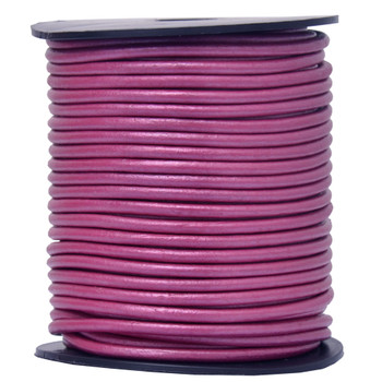 Xsotica Pink Metallic Round Leather Cord 3mm 10 meters