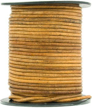 Mustard Distressed Round Leather Cord 1.0mm 25 meters Mustard Distressed Round Leather Cord 1.0mm 25 meters