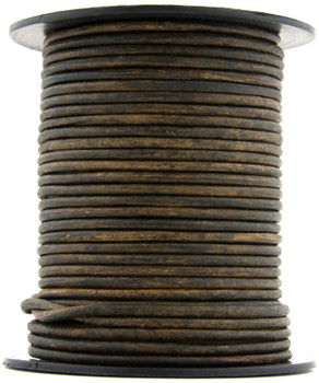 Green Military Distressed Round Leather Cord 2.0mm 25 meters Green Military Distressed Round Leather Cord 2.0mm 25 meters