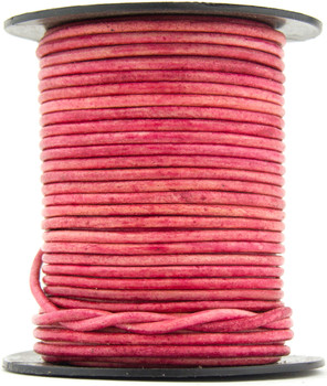 Pink Natural Dye Round Leather Cord 1.5mm 25 meters