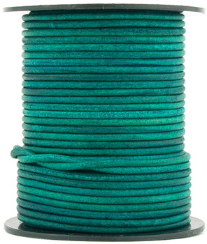 Turquoise Natural Dye Round Leather Cord 2.0mm 100 meters Turquoise Natural Dye Round Leather Cord 2.0mm 100 meters