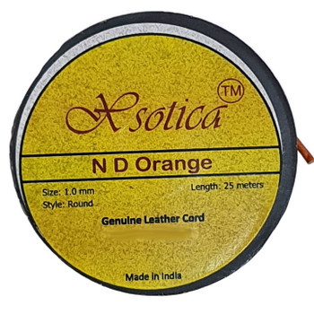 Xsotica Orange Natural Round Leather Cord 1.0mm 25 meters Xsotica Orange Natural Round Leather Cord 1.0mm 25 meters