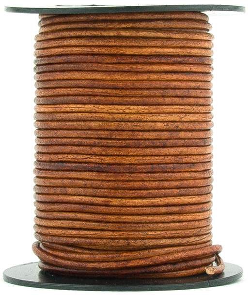 Brown Distressed Light Round Leather Cord 1.0mm 25 meters