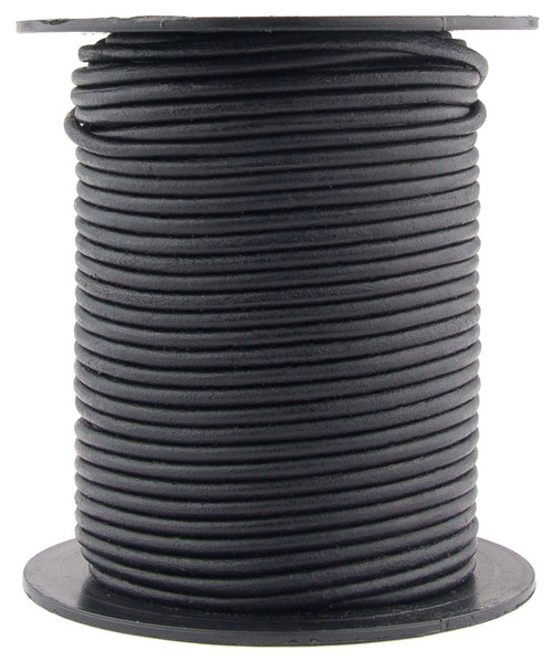 Black Natural Dye Round Leather Cord 1.0mm 25 meters