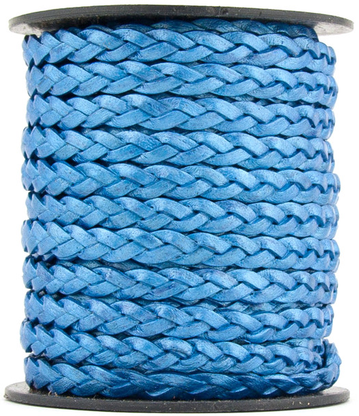 Xsotica Blue Metallic Flat Braided Leather Cord 5 mm