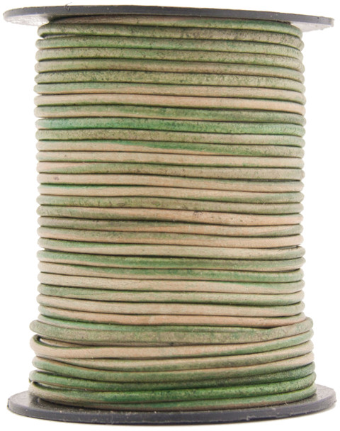 Natural Antique Green Round Leather Cord 1mm 10 meters