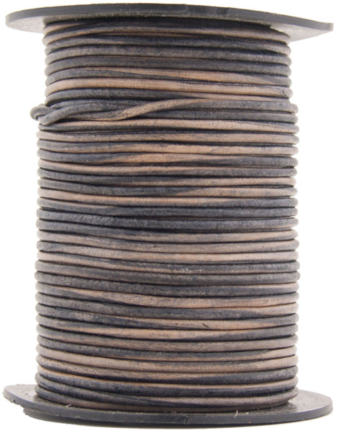 Natural Antique Gray Round Leather Cord 1mm 25 meters