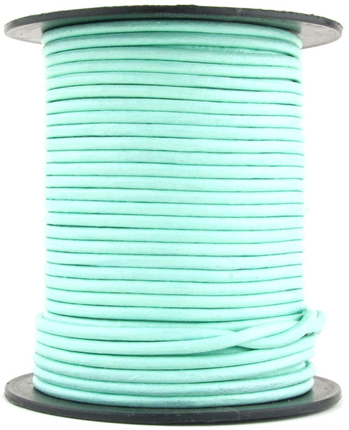 Aqua Round Leather Cord 1mm 50 meters