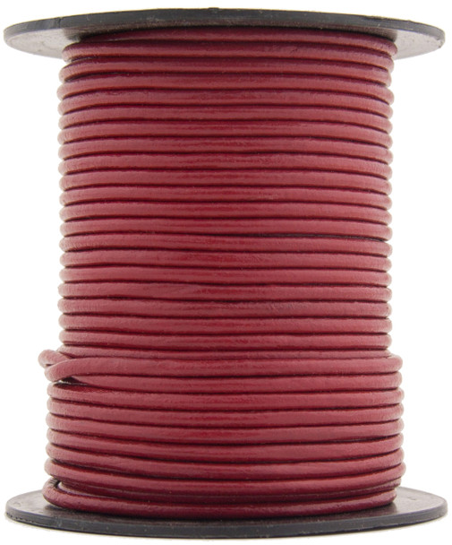 Red Scarlet Round Leather Cord 1mm 25 meters