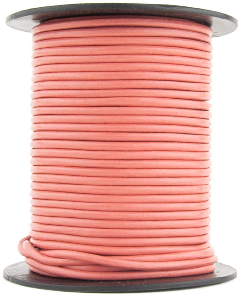 Salmon Round Leather Cord 1mm 50 meters