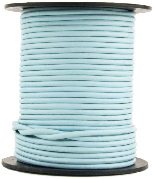 Baby Blue Round Leather Cord 2mm 25 meters