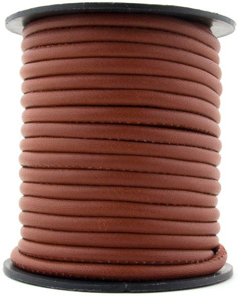 Xsotica Tan Nappa Stitched Round Leather Cord 4 mm 1 Yard