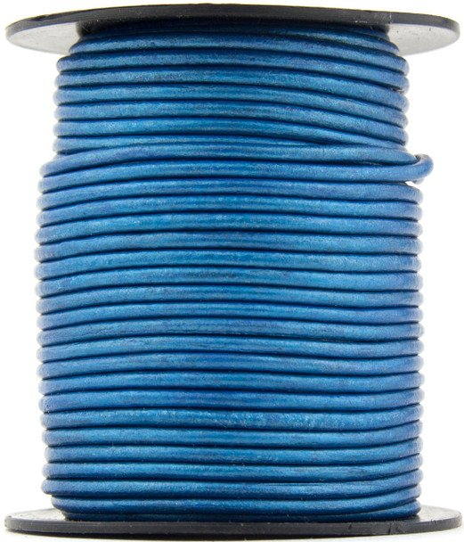 Xsotica Blue Metallic Round Leather Cord 1.5mm 50 meters