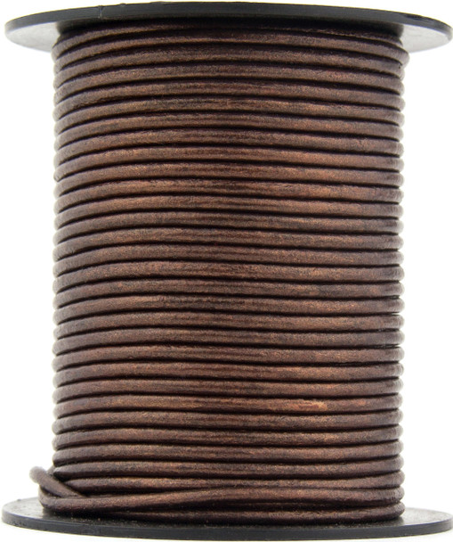 Brown Metallic Round Leather Cord 1.5mm 10 meters (11 yards)