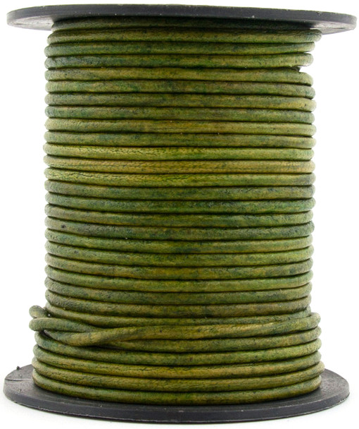 Green Moss Round Leather Cord 1.5mm 25 meters