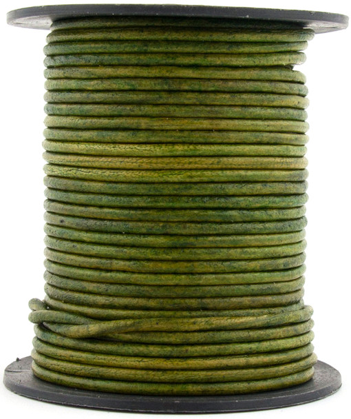 Green Moss Round Leather Cord 2.0mm 10 Feet