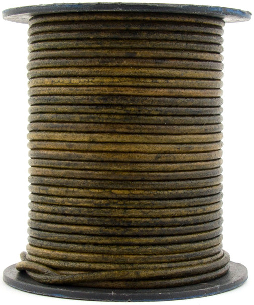 Vintage Olive Green Round Leather Cord 2.0mm 10 meters