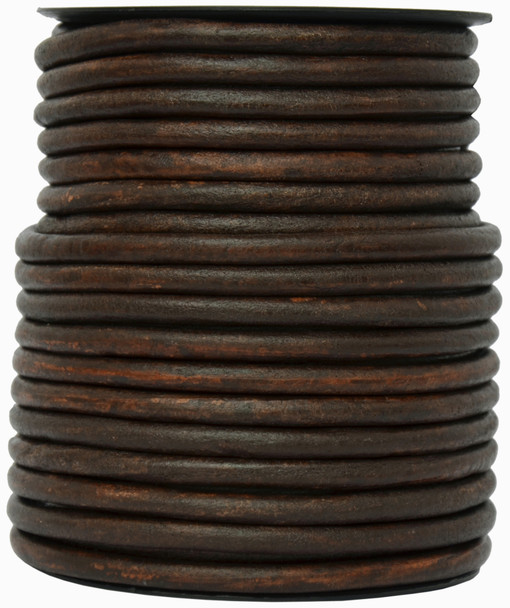 Antique Brown Round Leather Cord 6.0mm 1 Yard