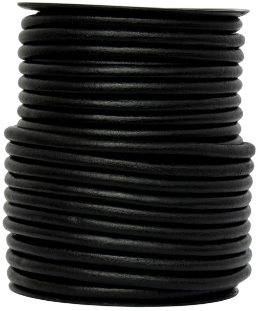 Black Round Leather Cord 6.0mm 1 Yard