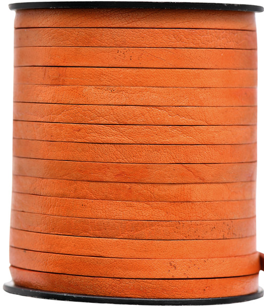 Orange Natural Flat Leather Cord  5mm x 2mm