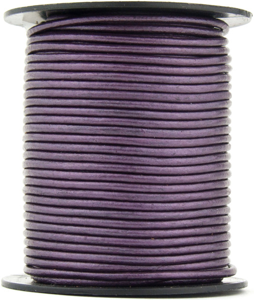 Berry Metallic Round Leather Cord 1mm 50 meters