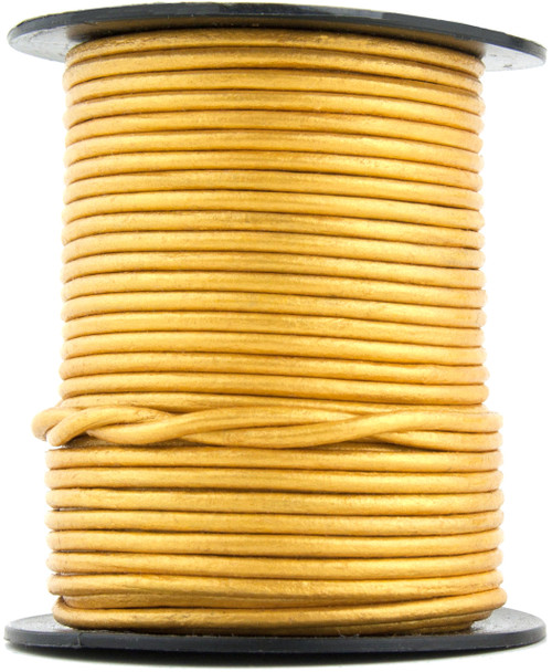 Gold Metallic Round Leather Cord 1.0mm 50 meters