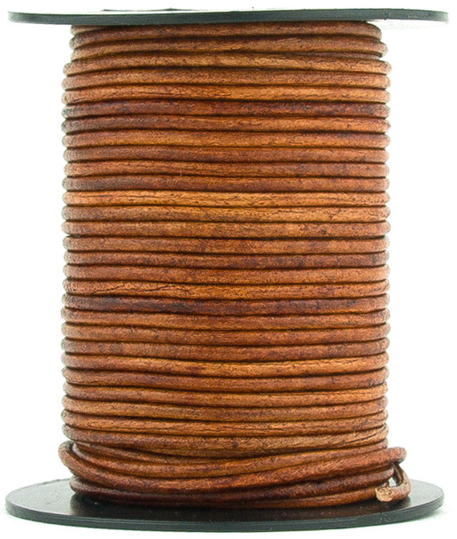 Brown Distressed Light Round Leather Cord 2.0mm 10 meters