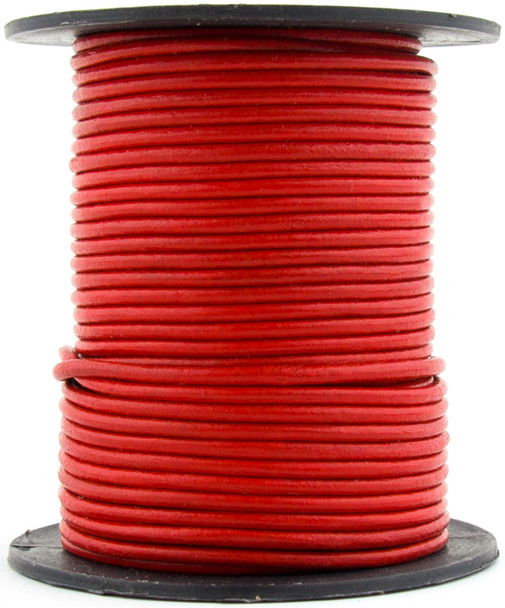 Red Round Leather Cord 1.0mm 10 Feet