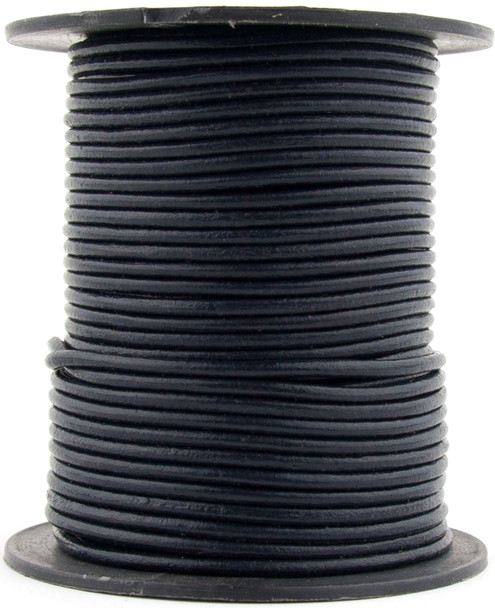 Navy Blue Round Leather Cord 1.5mm 50 meters