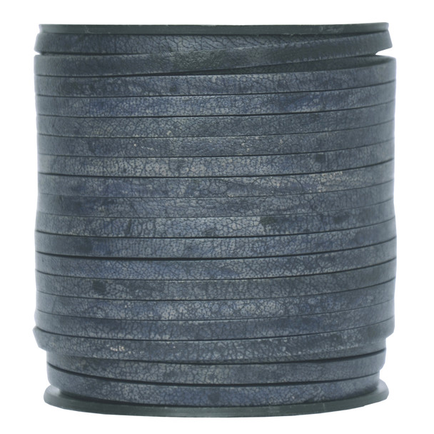 Midnight Blue Flat Leather Cord  3mm x 2mm - 1 Yard