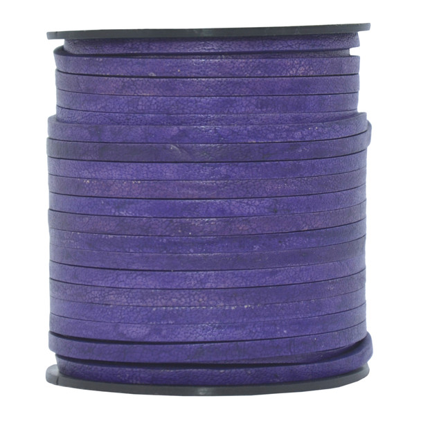 Violet Natural Flat Leather Cord  3mm x 2mm - 1 Yard