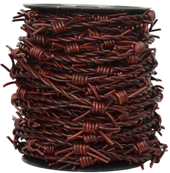 Light Mahogany Barbed Wire Leather Cord