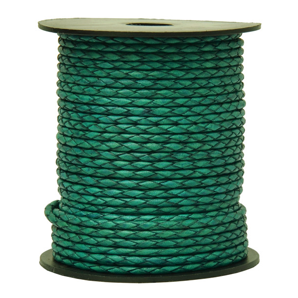 Xsotica Dark Turquoise Round Bolo Braided Leather Cord 2.5 mm- Choose Length