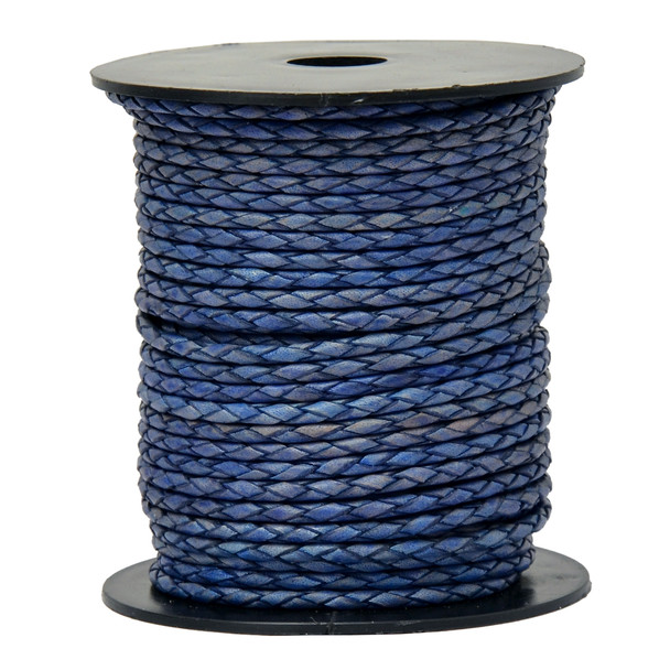 Xsotica Denim Blue Round Bolo Braided Leather Cord 2.5 mm- Choose Length