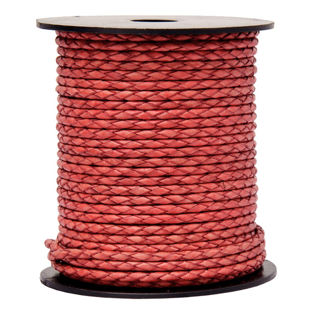 Xsotica Red Natural Round Bolo Braided Leather Cord 2.5 mm- Choose Length