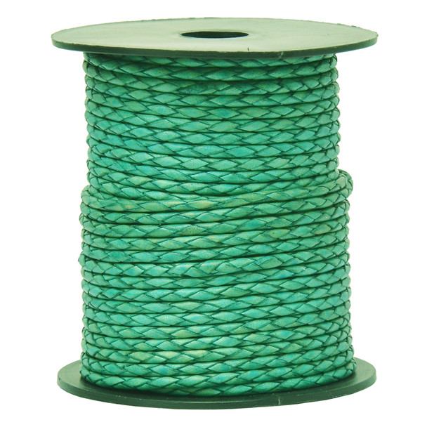 Xsotica Turquoise Natural Round Bolo Braided Leather Cord 2.5 mm- Choose Length